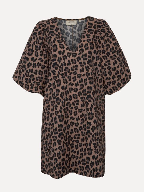 Idris seersucker short dress leopard